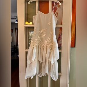 White Strapless Dress with Floral Embroidery